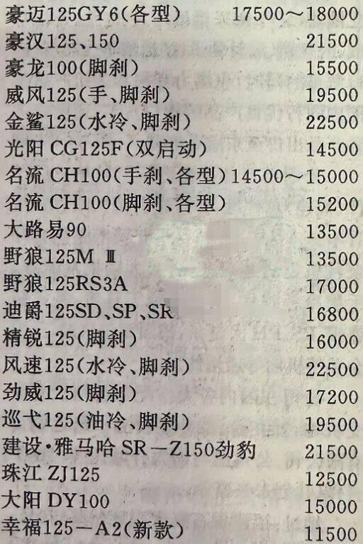 看了1995年摩托车价格单才知道当年骑摩托车的都是大哥大(图4)